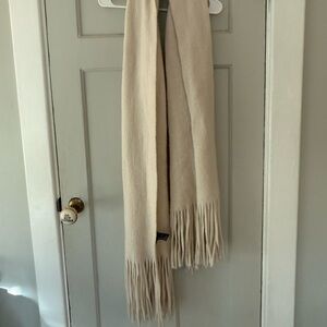 Anthropologie Chunky Cream Fringe Scarf